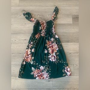 Extra small Nu Label green floral off the shoulder breathable summer dress